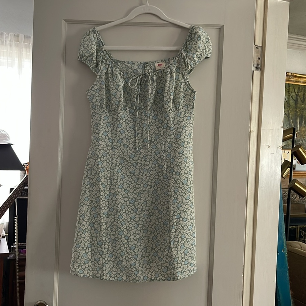 NWT Levi’s Women’s Clementine Cap Sleeve Dress Riley Floral Granite Green
